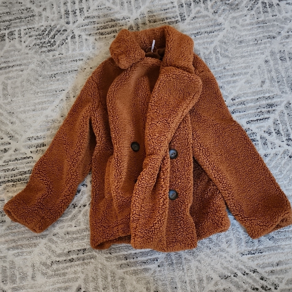 Free People Brown Teddy Coat Cozy Indie Sleaze Grunge Sherpa Jacket - Picture 2 of 7
